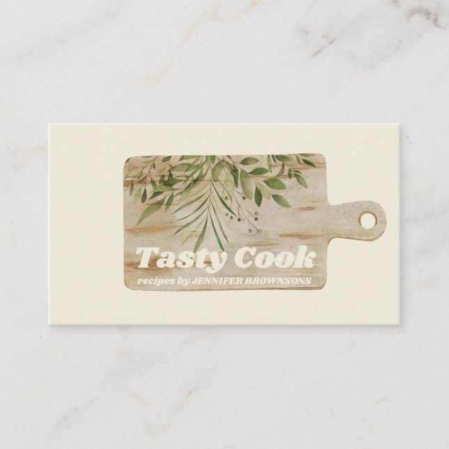 Carte De Visite Planche à découper Cuisine rustique vanille crème  (Devant)
