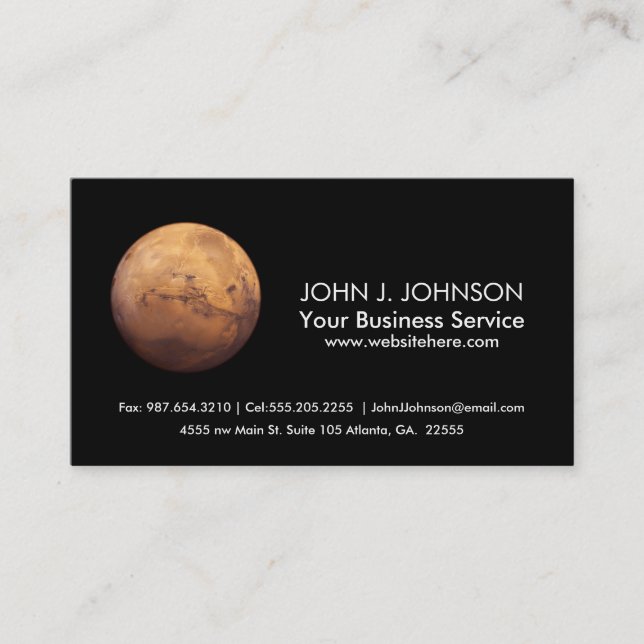 Carte De Visite Planète rouge Mars (Devant)