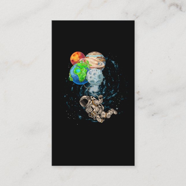 Carte De Visite Planètes spatiales Ballons Anniversaire Astronaute (Devant)