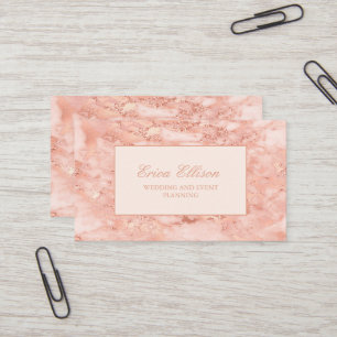Carte De Visite Planificateur de mariage élégant en marbre or rose