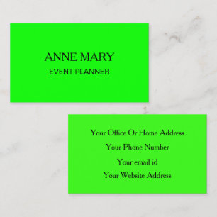 Carte De Visite Planificateur de mariage événementiel vert néon br