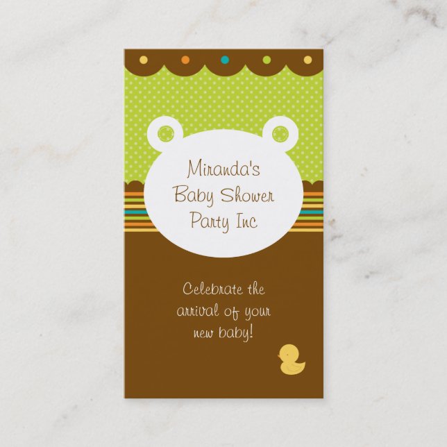 Carte De Visite Planificateur de partie de baby shower d'ours de (Devant)