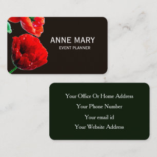 Carte De Visite Planificateur d'événement Fleur de pavot floral ro