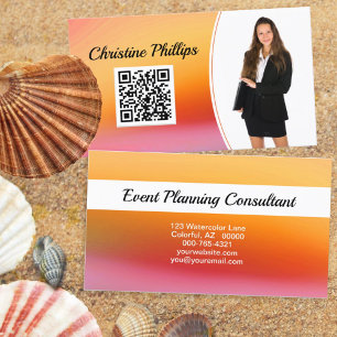 Carte De Visite Planificateur d'événements Aquarelle orange Photo 