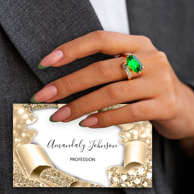 Carte De Visite Planificateur d'événements de maquillage de Partie (3D Glitter Makeup Event Planner Champaign Gold Busin)