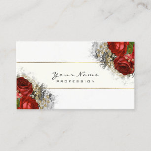 Carte De Visite Planificateur d'événements Floral Rouge Roses Vert