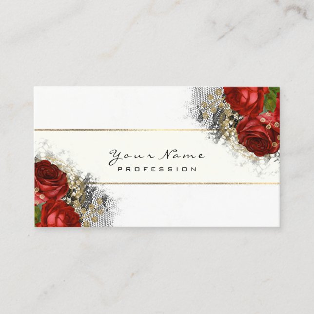 Carte De Visite Planificateur d'événements Floral Rouge Roses Vert (Devant)