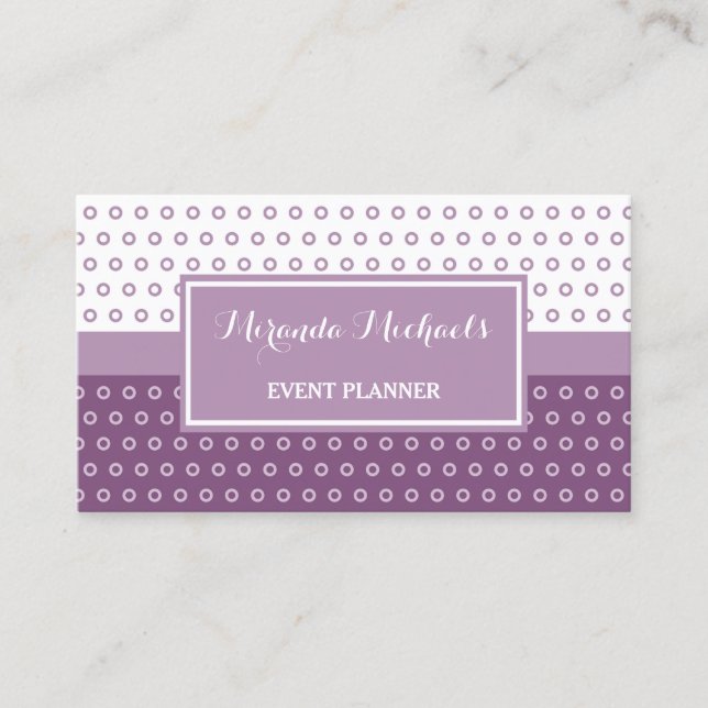 Carte De Visite Planificateur d'événements Mod Purple et White Poi (Devant)