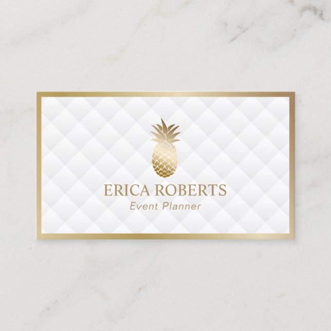 Carte De Visite Planificateur d'événements Moderne Gold Pineapple  (Devant)