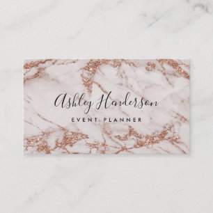 Carte De Visite Planificateur d'événements Rose Gold Marble