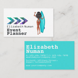 Carte De Visite Planificateur d'événements Turquoise Surfer