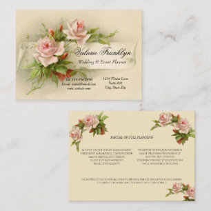 Carte De Visite Planificateur d'événements vintage Pink Roses Mari