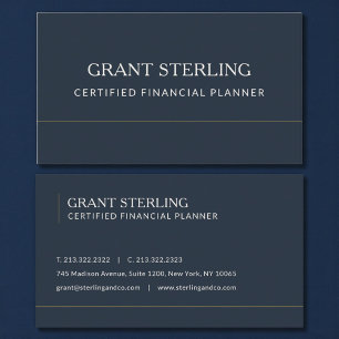 Carte De Visite Planificateur financier certifié Navy Blue Profess