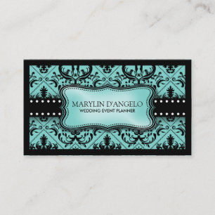 Carte De Visite Planificateur vintage bleu et noir d'Aqua de