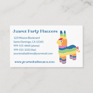 Carte De Visite Planificateurs du parti Rainbow Stried Pinata