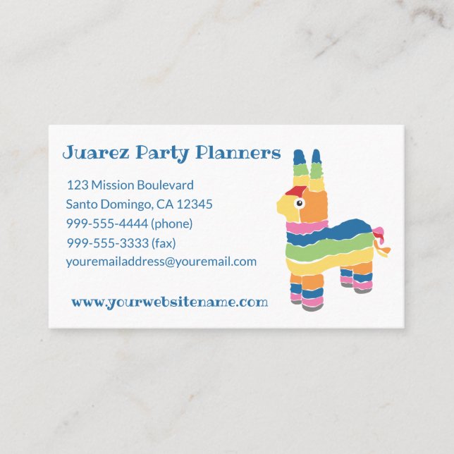 Carte De Visite Planificateurs du parti Rainbow Stried Pinata (Devant)