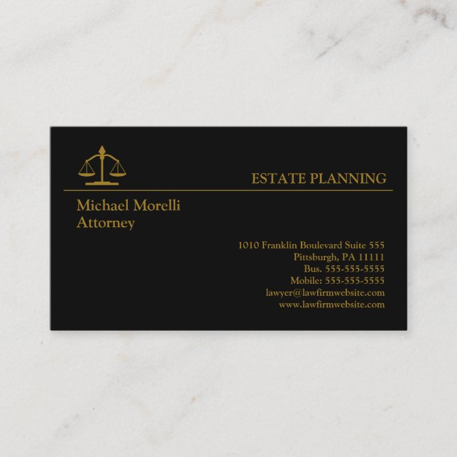 Carte De Visite Planification immobilière - Noir | Or (Devant)
