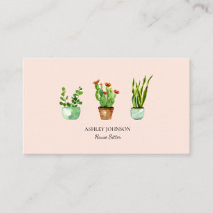 Carte De Visite Plante de maison à l'aquarelle Siège social à do