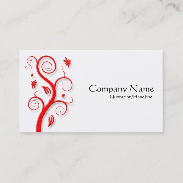 Carte De Visite Plante de Posh (Ombré) - Rouge sur blanc (Devant)