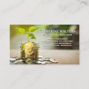 Carte De Visite Plante en croissance en Jar de pièces   Finance