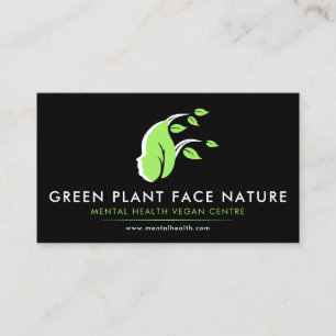 Carte De Visite Plante Face Nature Vegan noir