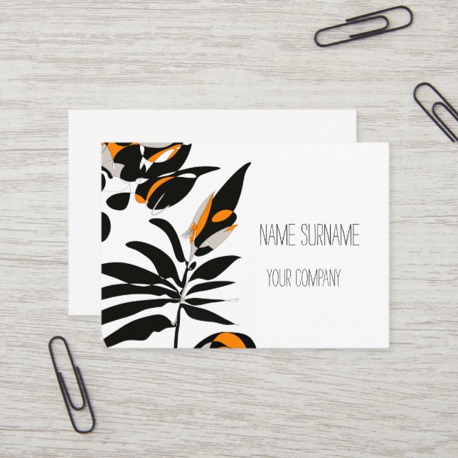 Carte De Visite Plante noir et orange (Devant/Arrière en situation)