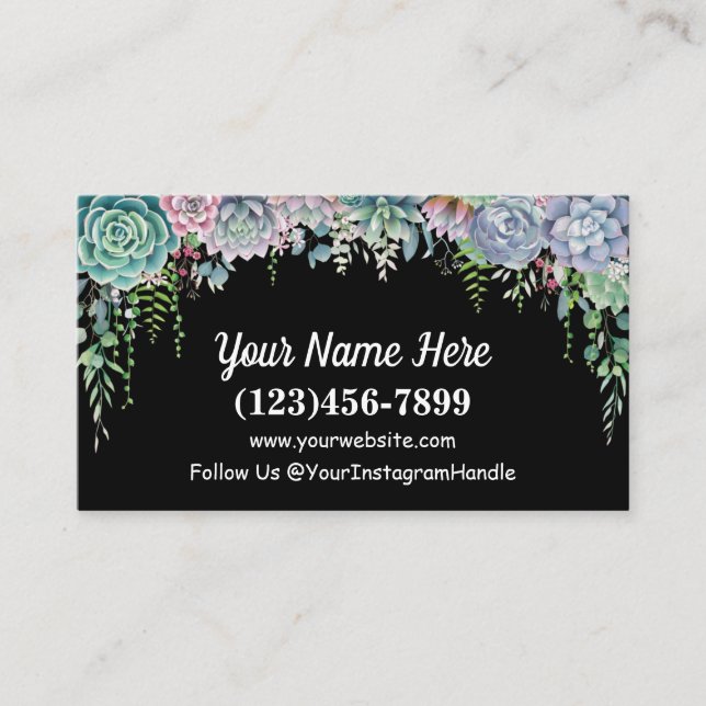 Carte de visite Plante Succulent Conception enchan (Devant)