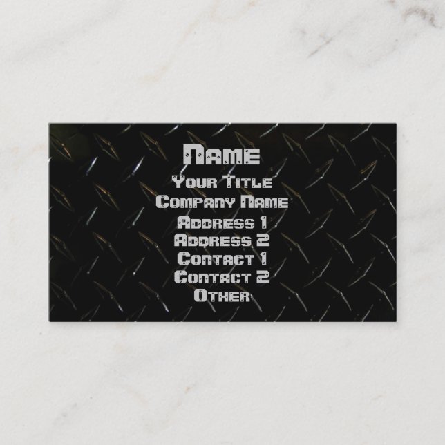 Carte De Visite Plaque de diamant noire et vissée (Devant)