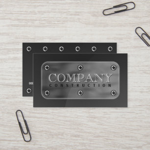 Carte De Visite Plaque de métal en acier et vis de Faux gris-fonc
