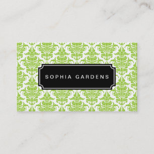 Carte De Visite Plaque de nom v3 - Damask - Martian Green