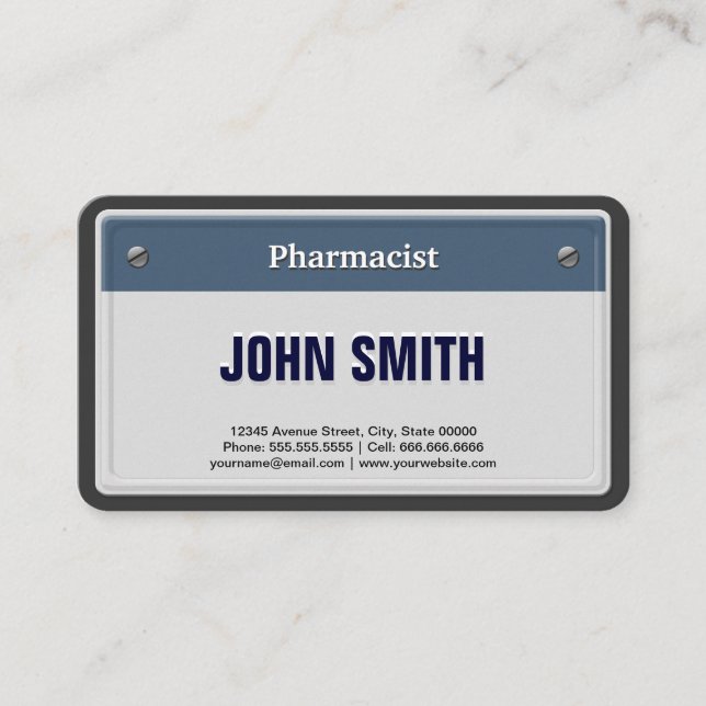Carte De Visite Plaque de permis de Cool de pharmacien (Devant)