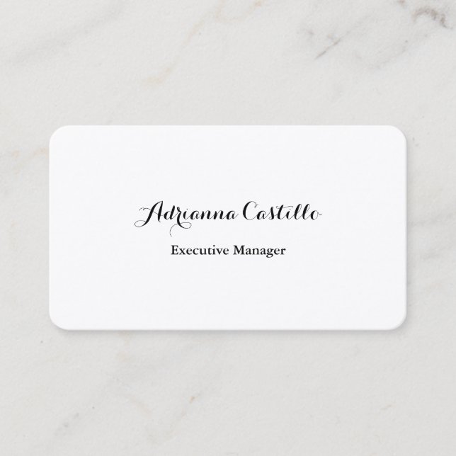 Carte De Visite Plaque de soie Simple Noir Blanc Minimal manuscrit (Devant)
