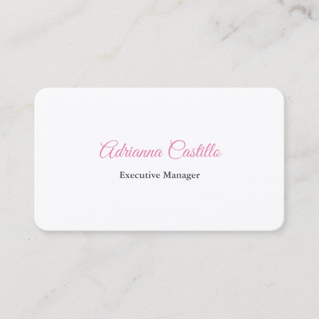 Carte De Visite Plaque de soie Simple Noir Blanc Minimal manuscrit (Devant)