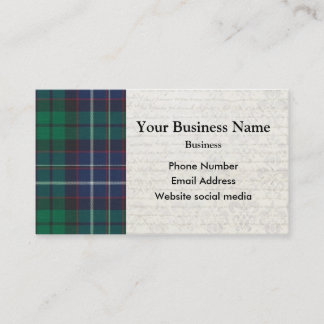 Carte De Visite Plaque de tartan bleu et vert