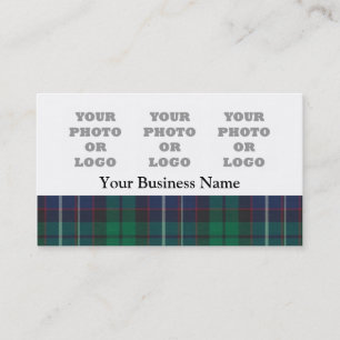Carte De Visite Plaque de tartan bleu et vert