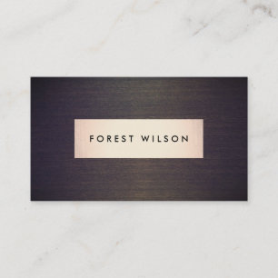 Carte De Visite Plaque d'or simple et élégante Grain de bois