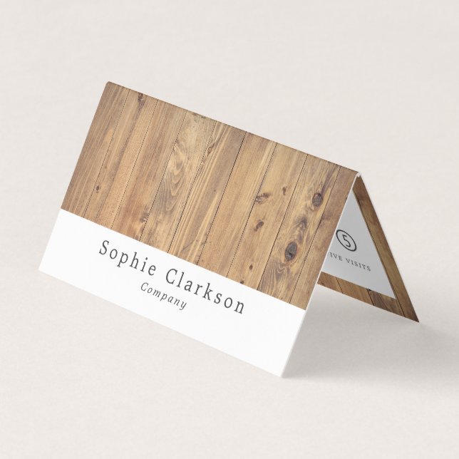 Carte De Visite Plaques Brown en bois, Double Fidélité rustique (Devant)