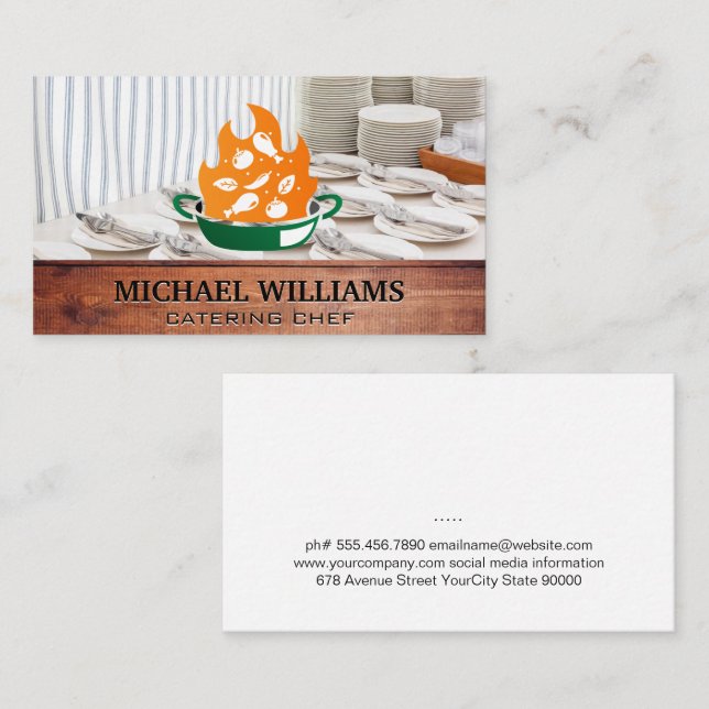 Carte De Visite Plaques de restauration | Logo Cuisine (Devant / Derrière)