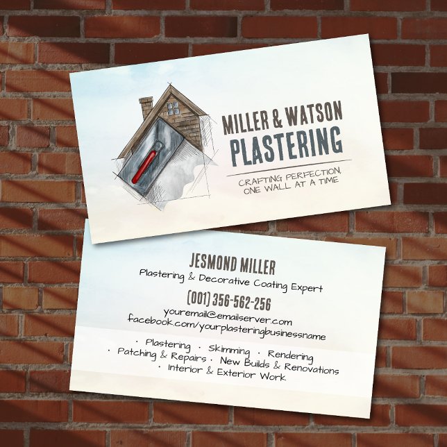 Carte De Visite Plastering Services Drywall Professional (Créateur téléchargé)