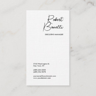 Carte De Visite Plat minimaliste noir & blanc moderne belle lin