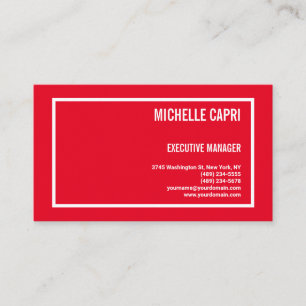 Carte De Visite Plat moderne Simple Minimaliste Rouge Blanc