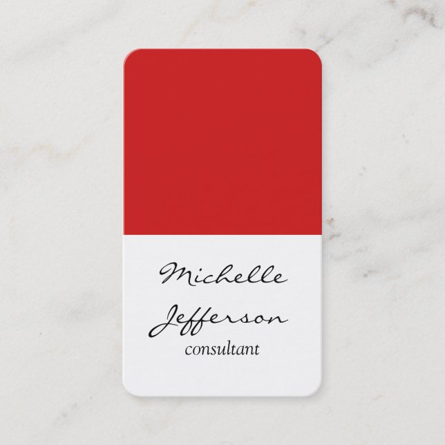 Carte De Visite Plat vertical Simple Blanc Rouge (Devant)