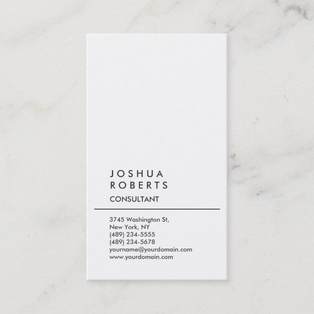 Carte De Visite Plat vertical Simple Blanc tendance Attractif (Devant)