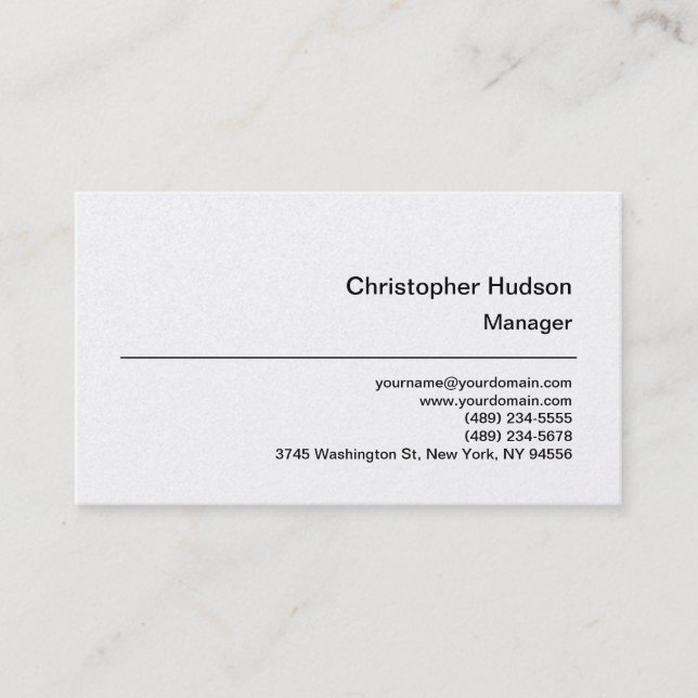Carte de visite Platinum Simple Plain Manager (Devant)