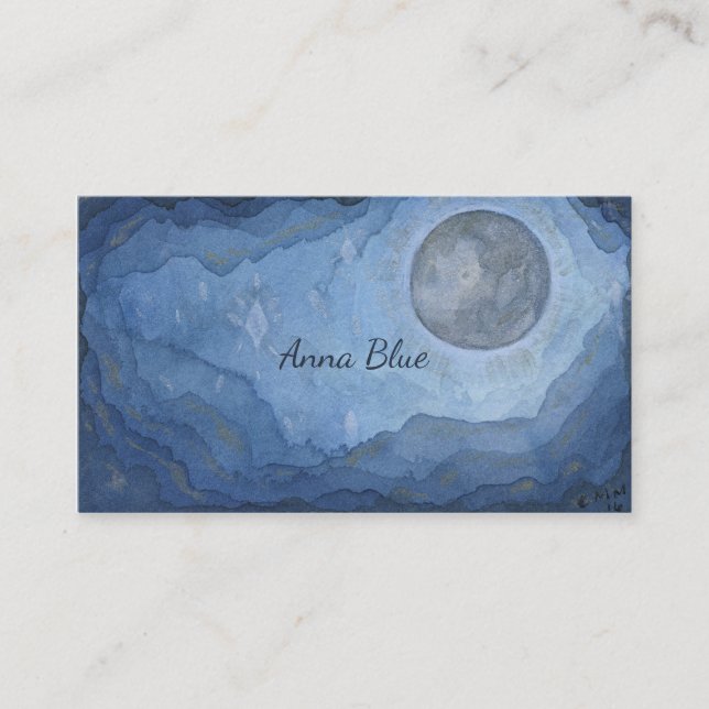 Carte De Visite Plein-lune d'univers d'aquarelle de l'espace de (Devant)
