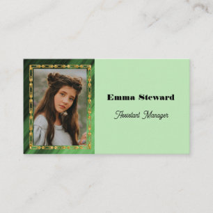 Carte De Visite Plein vert et chaîne d'or avec photo personnalisée