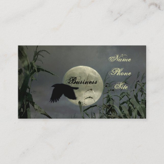 Carte De Visite Pleine lune Avec Corbeau (Devant)