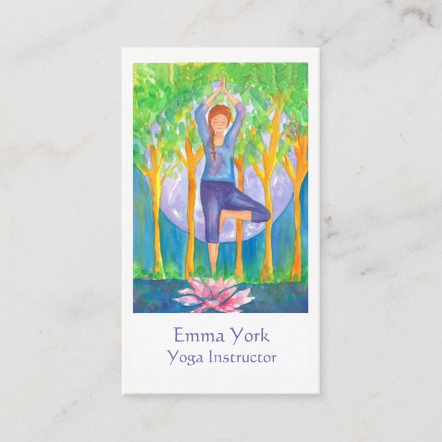 Carte De Visite Pleine lune Pose de Yoga Tree (Devant)