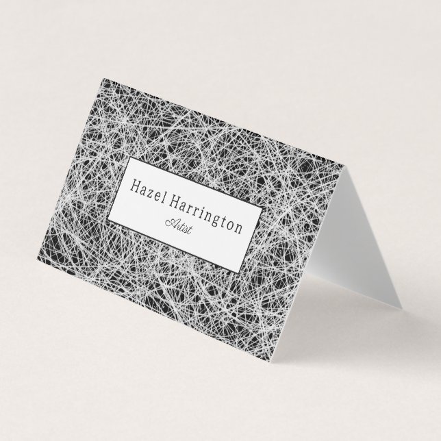 Carte de visite plié d'art Abstrait noir blanc (Devant)