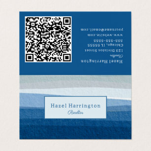 Carte de visite plié de code QR des vagues Abstrai